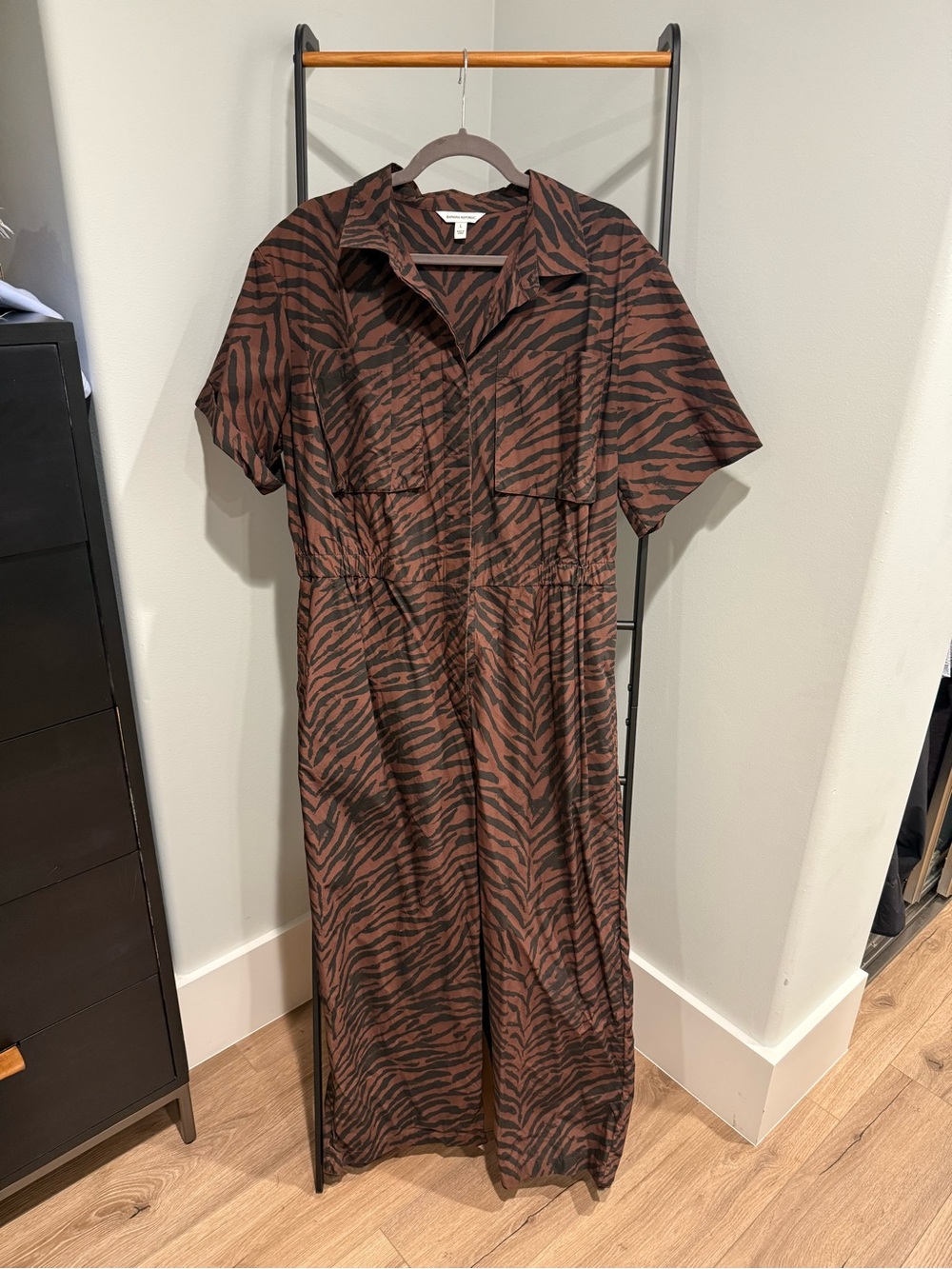 Banana Republic White Lotus Brown and Black Zebra-Print Jumpsuit